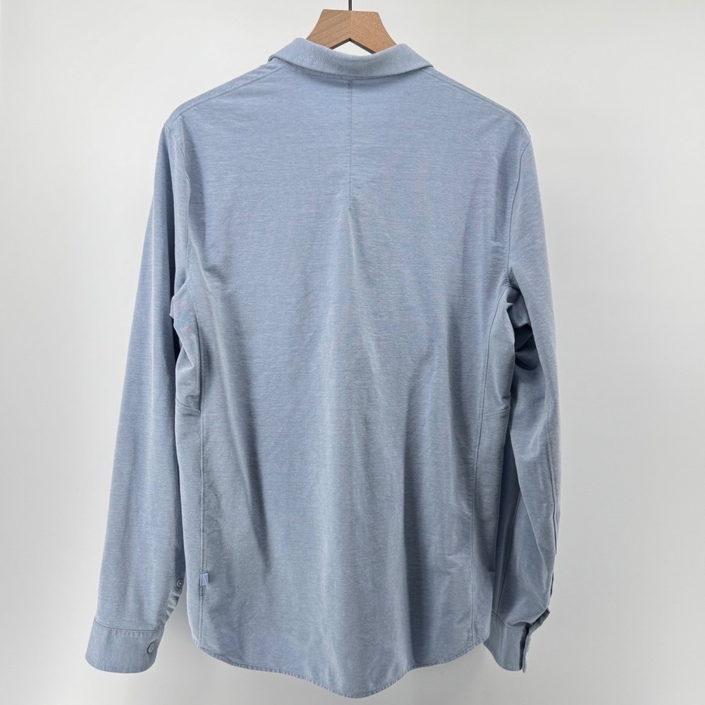 Lululemon Commission Shirt Mens L/XL Blue Long Sleeve Button Front Performance - Picture 3 of 9